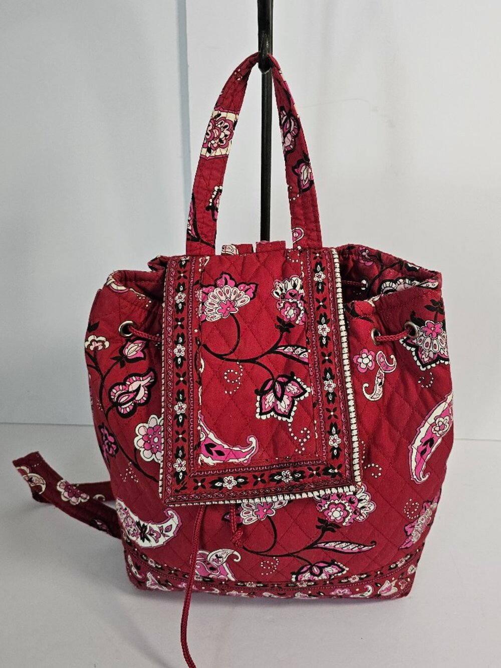 Bueno Backpack Red Paisley Bandana Boho Quilted Festival